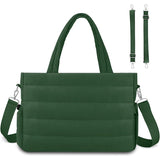 Dark Green Stylish Quilted Nylon Tote Bag - Large Capacity Diaper Nappy Bag for Travel & Stroller V888-ELOSUNG27623