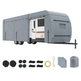 Travel Trailer Cover, 9.1-9.8m RV Cover, 4-Layer Non-Woven Fabric Camper Cover, Waterproof, V952-TCSFCCYTGSFCVZTTJV0