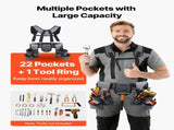 Tool Belt, 22 Pockets Tool Pouch with for Men, Heavy Duty Adjustable Utility Belt Bag V952-GJDDKXCGKSYBIQ911001V0