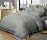 1000TC Ultra Soft Striped King Size Grey Duvet Quilt Cover Set V493-YK-06