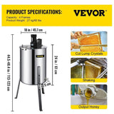 VEVOR 4 Frame Electric Honey Extractor Beekeeping 120 W Motor 2 Clear Lids V952-S-4XXDDYMJ0000001V3