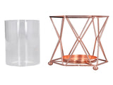 Plant Vase with Wrought Iron Flower Stand Transparent Glass Flower Pot Hydroponic Vase for Living V1294-YM0715-3115210273411