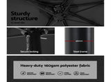 Instahut 4.57m Outdoor Umbrella w/Base Stand Beach Pole Garden Tilt Black UMB-POLE-4-BASE-50N-BK