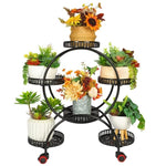 NOVEDEN 4 Layer 6 Pots Flower Holder Plant Stand Shelf with 4-Wheel V227-6777715003990