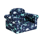 Keezi Kids Sofa 2 Seater Children Flip Open Couch Lounger Armchair Dinosaur Navy KID-SOFA-SINGLE-NY