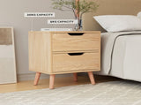 Artiss 2 x Bedside Table 2 Drawers - BODEN Pine FURNI-L-SCAN-BS01-WDX2