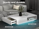 Artiss LED TV Unit & Coffee Table Set Storage Cabinet White FUR-TV-COF-LED-WH