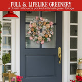 Christabelle 56cm Christmas Wreath Lush Pink Front Door Decoration Jewelled Baubles Flowers Pin 112_GUE523