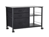 Mobile Metal File Cabinet with 3 Fabric Drawers and 2 Open Shelves Black V952-JSHXWJGJTMZWYX3KK001V0