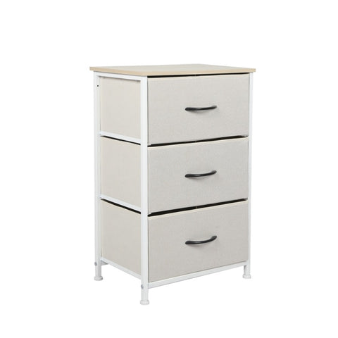 Levede Chest of 3 Drawers Bedside Table Beige CH1051-CR