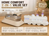Winter Home Cleaning Comfort Kit - White Retro Train Aromatherapy Humidifier and White Cordless UV V888-ELOSUNG53556