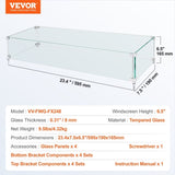 Gas Fire Pit Wind Guard for Square Fire Table, 595 x 190 x 165 mm Clear Tempered Wind Guard for V952-HKFFZGHBLZFXHZGELV0