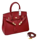 2025 - Euro-american Elegant Lychee Leather Shoulder Bag- Birkin 35-wine Red V1192-D66