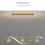 Luxury Hand Blown Glass LED Pendant Light 100cm Adjustable 3 Color Dimmable Remote Control for V255-A037-GOLD