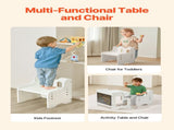 Montessori Weaning Table and Chair Set, 3 In 1 Wooden Toddler Table and Chairs with Chalkboard, V952-ETDNZY170811OLO7LV0