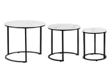 Artiss Nesting Coffee Table Set of 3 Round Stackable Side End Tables Marble Finish White FUR-V-COF-04-MBWH