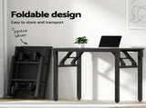 Artiss Computer Desk Office Chair PU Leather Set Foldable Home Study Table Black MET-DESK-FD-80-REPL-BK