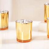 10 Pack Gold Votive Tealight Candle Holders Valentines Day Mercury Wedding Decor Glass Candlestick V382-GOLDS10