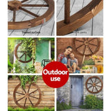Gardeon Garden Decor Outdoor Ornament 2X Wooden Wagon Wheel GD-WHEEL-2X-CC
