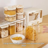 Push-type Sealed Box Storage Jar, Airtight Food Storage Containers with Lids, Plastic Kitchen and V1107-122-41502-CLR-3PCS