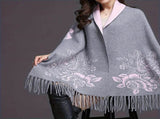 Double-sided Jacquard Cheongsam Shawl, Color-Blocked Fringed Cape Design, Autumn/Winter Fashion & V1232-SMWJPJ002