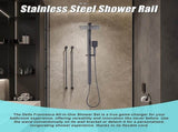 WELS 10" Rain Shower Head Set Square Dual Heads High Pressure with Handheld in Black V63-848021