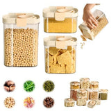 Push-type Sealed Box Storage Jar, Airtight Food Storage Containers with Lids, Plastic Kitchen and V1107-122-41502-CLR-3PCS