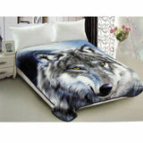 800GSM Luxury Reversible Animal Pattern Mink Blanket Queen 200 x 240 cm Wild Wolf V442-LYL-BLANKET-2025WILDWOLF-GREY-QS