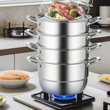 Dumpling Steamer Stainless Steel 5 Titer for for Cook Soup, Noodles, Fishes Work with Gas Electric V952-ZL5CBXGZL30CM0001V0