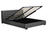 Levede Fabric Bed Frame Queen Tufted Dark Grey BF1008-Q-DG
