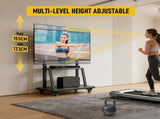 TV Stand for 3270 Inch TVs with Projector Shelf, Lockable Wheels, Adjustable Height, Cable V1181-HI028