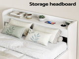 Artiss Bed Frame King Single Size with Charging Ports and 2 Drawers AURA WBED-F-AURA-KS-WH-AB