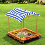 Keezi Kids Sandpit Wooden Sandbox Sand Pit with Canopy Water Basin Toys 146cm SAND-CANOPY-WATER-149