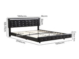 Levede Floating Bed Frame Double with Headboard LED Lights Mattress Base BF1060-D-BK