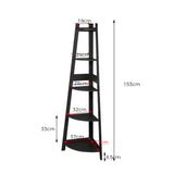 Levede 5 Tier Corner Shelf Wooden Storage Black BO1013-BK