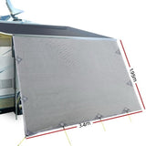 Caravan Privacy Screen Roll Out Awning 3.4x1.95M End Wall Side Sun Shade Grey AWN-CV-B-SS-34