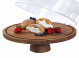 Cake Stand with Lid Multi-Functional Double Side Design 12in Round Cake Holder Wood 2-in-1 Dessert V1294-YM0901-H49317WO