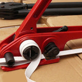 Strapping Tensioner Cutter Manual Banding Tools Belt Baler for PP Strap PET Plastic Strap Red V1192-AZ-W-30860