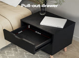 Artiss 2 x Bedside Table 2 Drawers - BODEN Black FURNI-L-SCAN-BS01-BKX2