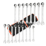 17Pc Ratchet Spanner Set Metric Combination Wrenches Open End Ring CR-V 8-24mm V465-16035158