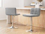 Artiss 2x Bar Stools Kitchen Dining Chairs Counter Stool Gas Lift Fabric Grey BA-TW-NEW1055-GYX2