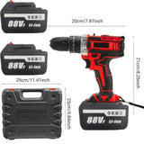 Cordless Drill w/2 Battery Heavy Duty Impact Driver Kit Brushless Hammer Set 88V V201-DRIL0088VF8AU