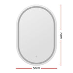 Embellir LED Wall Mirror With Light 50X75CM Bathroom Decor Oval Mirrors Vanity MM-E-WALL-OVAL-LED-5075