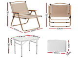 Weisshorn 3pc Camping Table Chair Set Outdoor Folding Aluminium Portable Picnic ALU-FOLD-BGX2-MDF-60