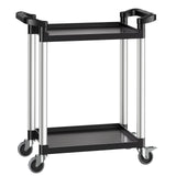 Utility Cart, 300 lbs Load Capacity, 2-tier Utility Plastic Cart with 360&deg Swivel Wheels V952-SXSYTCZHHS2CIXC11V0