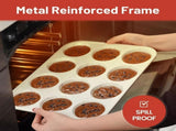 Silicone Muffin Pan, Metal Reinforced Frame Cupcake Pan 12 Cups Regular Size Easy to Move in or Out V1259-DP01-A-4507