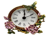 Vintage Mini Table Clock Quiet Analog Design Handpainted Metal Floral Butterfly Body Desk Clock for V1369-AZ3-W-13809