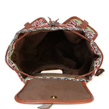 Diamond Pattern Bohemian Style Canvas Backpack - Vintage Tribal Pattern Travel Bag with Leather V888-ELOSUNG12569