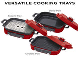 Morphy Richards 3L Non-Stick Multifunction Electric Cooker Pan in Red MRMP3RD