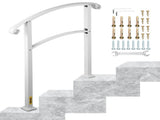 3-Step Handrails for Outdoor Steps Fits 1 or 3 Steps Matte White Stair Rail Wrought Iron Handrail V952-LTFS3BBSLG0000001V0